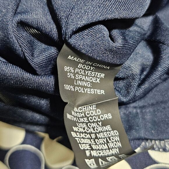 VINCE‎ CAMUTO Navy & White Polka Dot Sleeveless Sheath Dress - Size Large - Picture 8 of 8